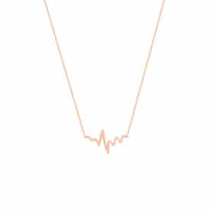14K Rose Gold Heart Beat Necklace Set Available Lengths 16" 18" MF024726-14K