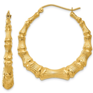 Medium 14KT Yellow Gold Round Bamboo Earrings