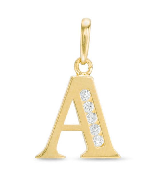 14KT Yellow Gold Initial Charm Pendants A-Z | Letter Necklace Pendant