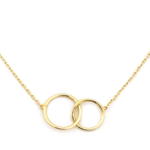 14KT Yellow Gold Delicate Interlocking Rings Necklace 16"-18"