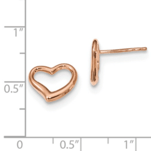 14K Rose Gold Polished Open Heart Push Back Earrings Scale