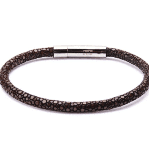 Inox Brown Stingray Leather Stainless Steel Bracelet