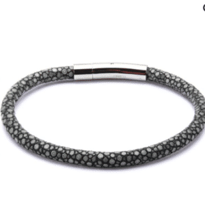 Inox Grey Stingray Leather Stainless Steel Bracelet