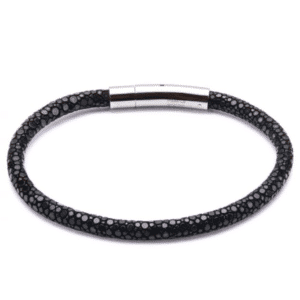 Inox Black Stingray Leather Stainless Steel Bracelet