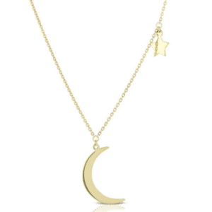 14K Yellow Gold Crescent Moon and Star Necklace Set