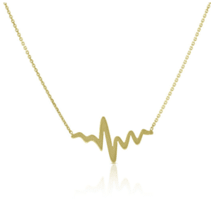 14K Yellow Gold Heart Beat Necklace Set Available Lengths 16" 18" Front View