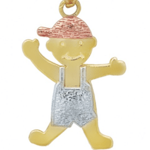 14K Tricolor Child Pendant Solid Gold Little Boy Baby Children Mother's Day