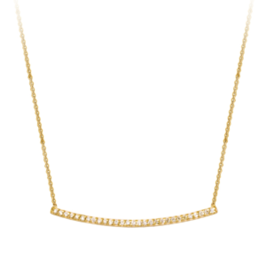 Curved 0.20 carat diamond bar necklace available 14K yellow gold in 16" and 18" length