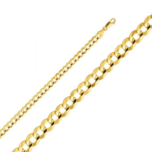 14K Yellow Gold Cuban Italian Curb Link Chain Necklace Concave MM