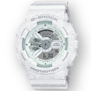GA110HT-7A G-Shock By Casio White Camouflage Men's Watch Digital Front View, Analog