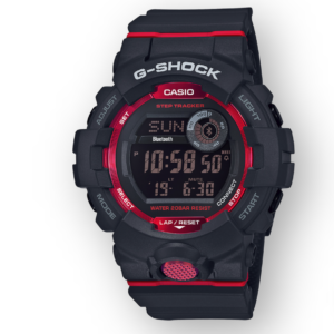 GBD800-1 G-Shock by Casio Bluetooth Connectivity Black with Red Watch Digital Front View, Analog
