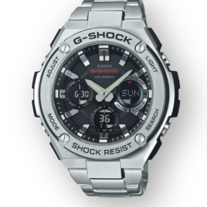 GSTS110D-1A G-Shock by Casio Tough Solar Stainless Steel Men's Watch Digital Front View, Analog
