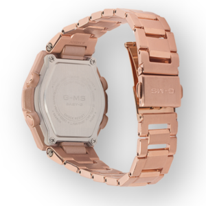 MSGS200DG-4A Ladies G-Shock Tough Solar Rose Gold Plated Watch Digital Rear View, Analog
