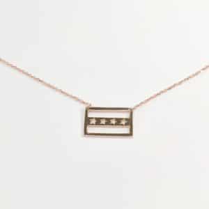 14KT Rose gold City of Chicago Flag pendant Necklace, White and yellow gold, My city necklace,