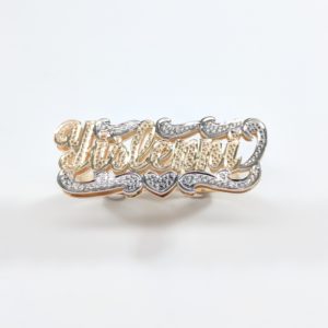 LADIES 14KT YELLOW GOLD DOUBLE FINGER NAME RING