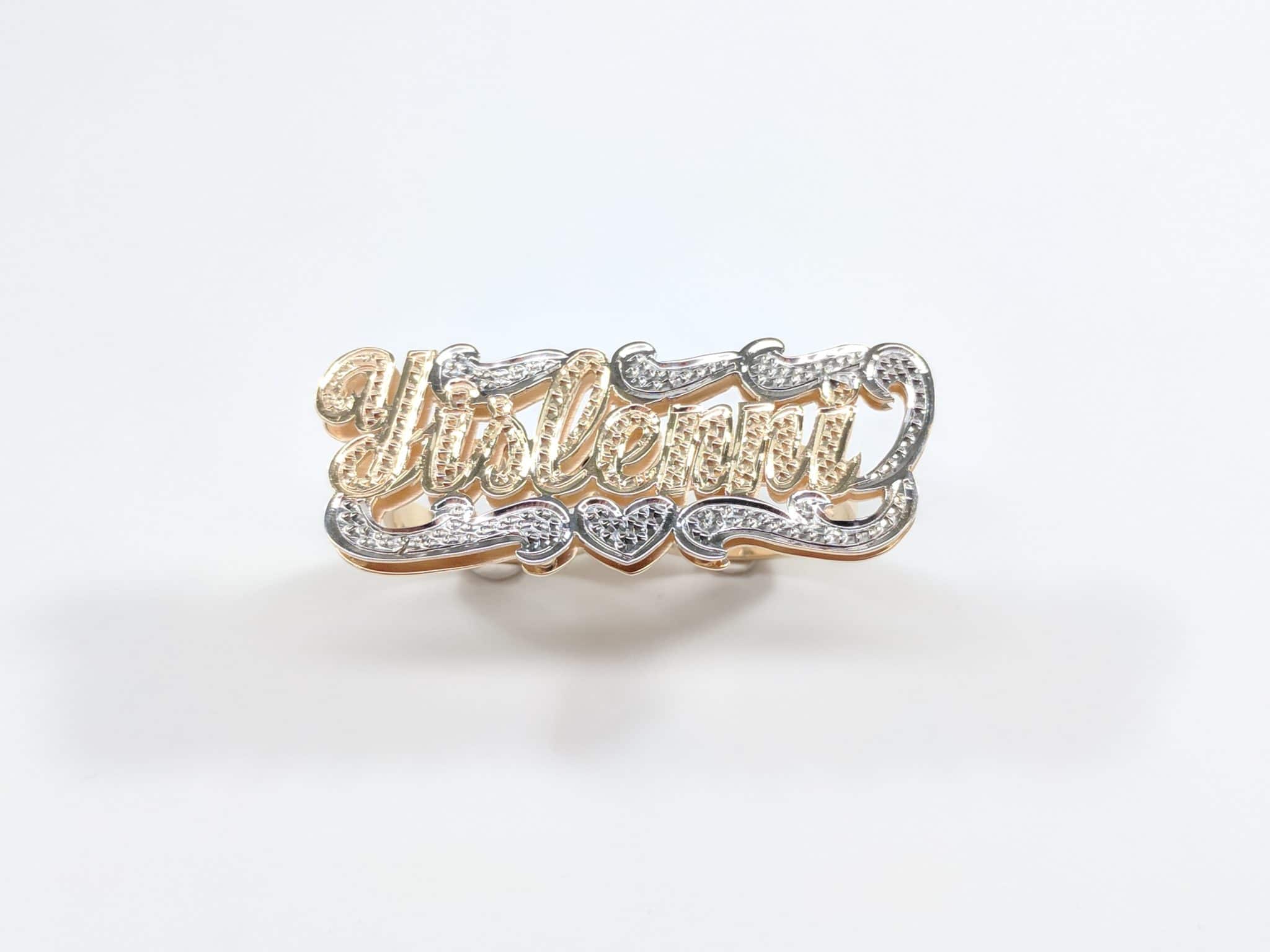 LADIES 14KT YELLOW GOLD DOUBLE FINGER NAME RING