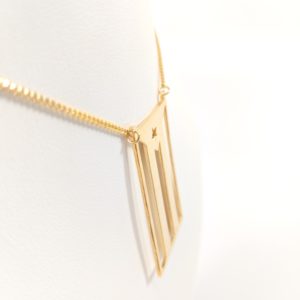 14K Yellow Gold Cuban Flag Necklace Side View