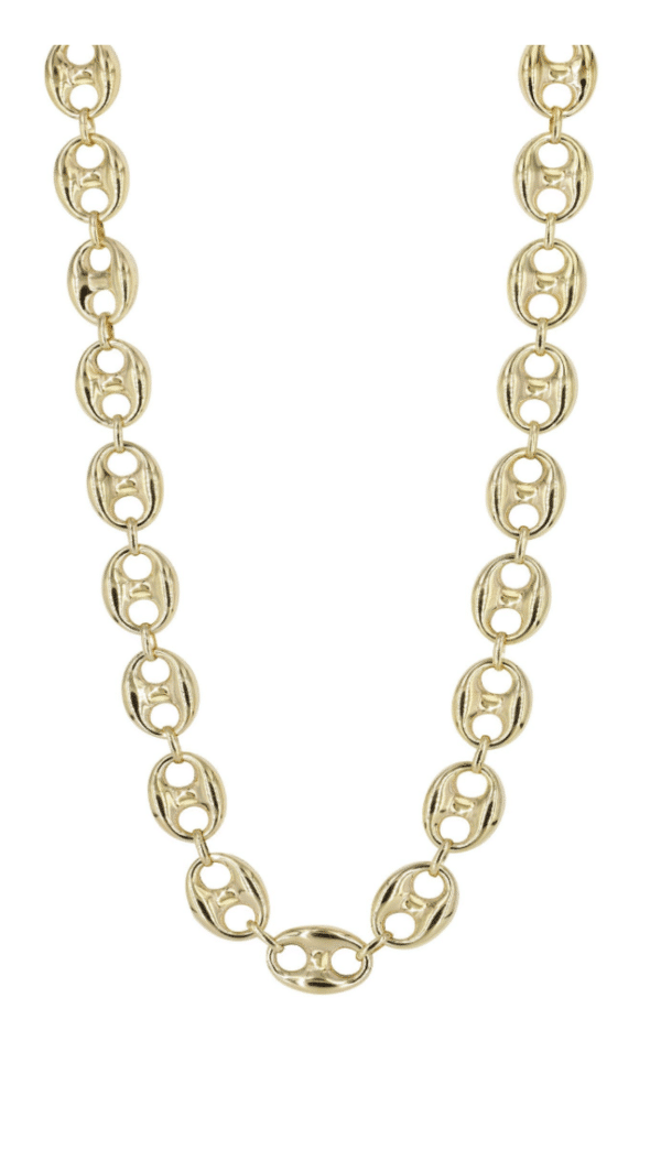14K Yellow Gold Puff Gucci Link Chain | Semi-Solid Anchor Link | Puffed