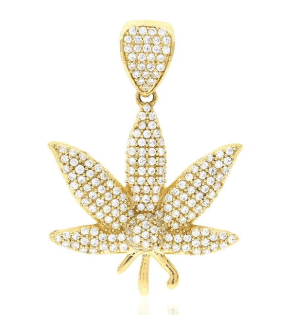 14K Yellow Gold Marijuana Cannabis Leaf Pendant