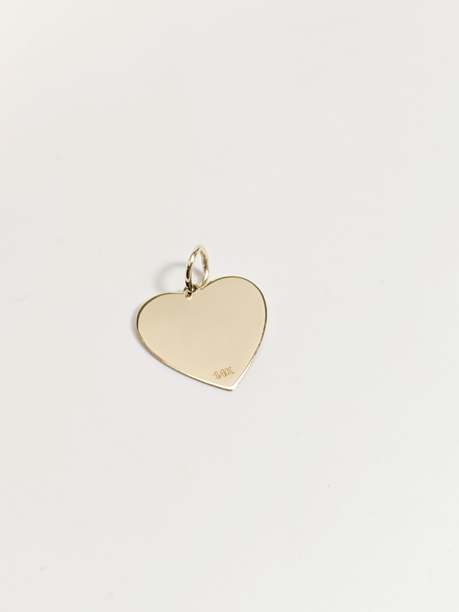 14K Tiffany Heart Yellow Gold Disk Pendant Engrave Engravable Flat Heart Charm Finger Print Custom Customized Love Gifts For Her Back Side