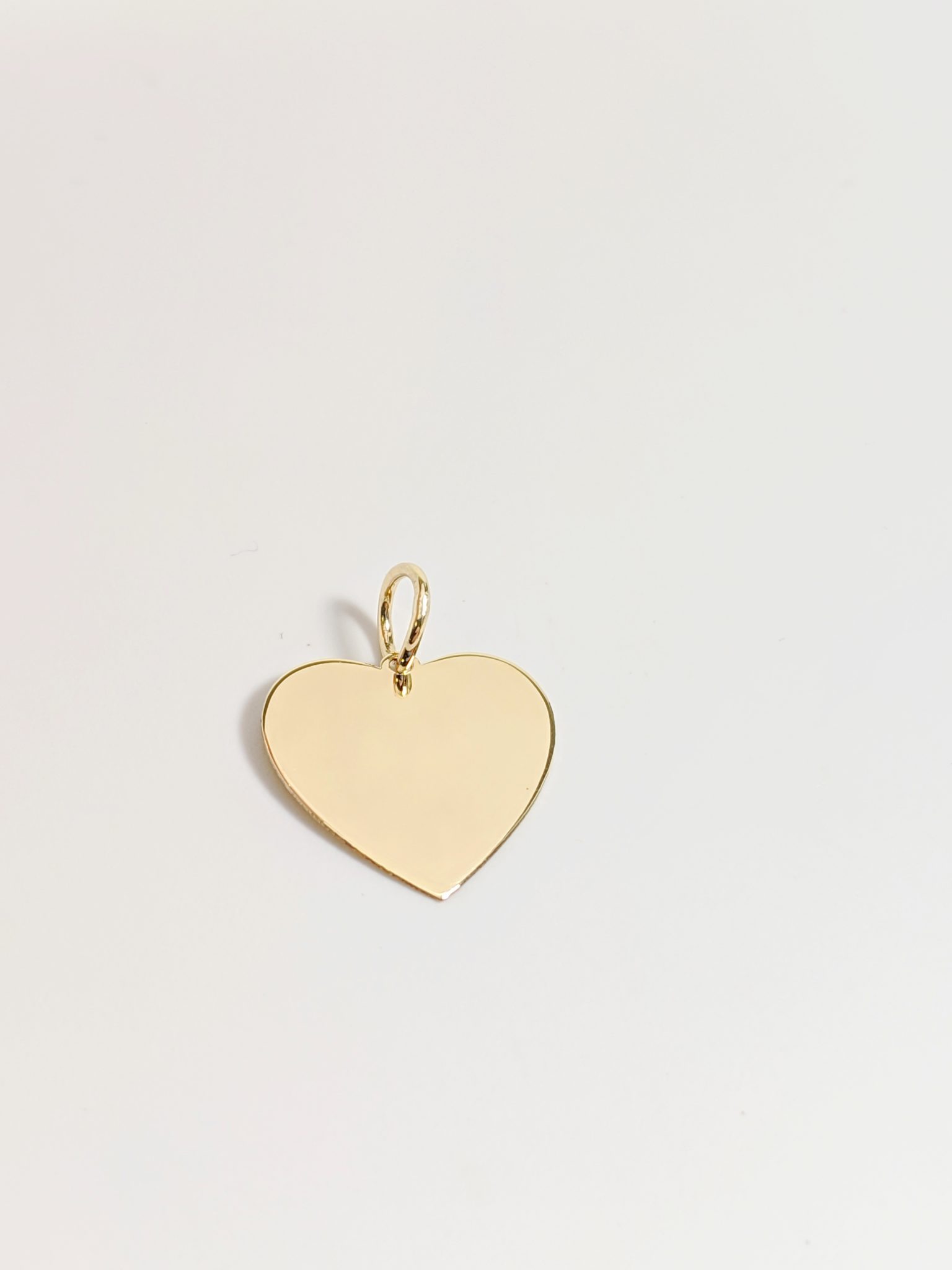 14K Tiffany Heart Yellow Gold Disk Pendant Engrave Engravable Flat Heart Charm Finger Print Custom Customized Love Gifts For Her Front Side