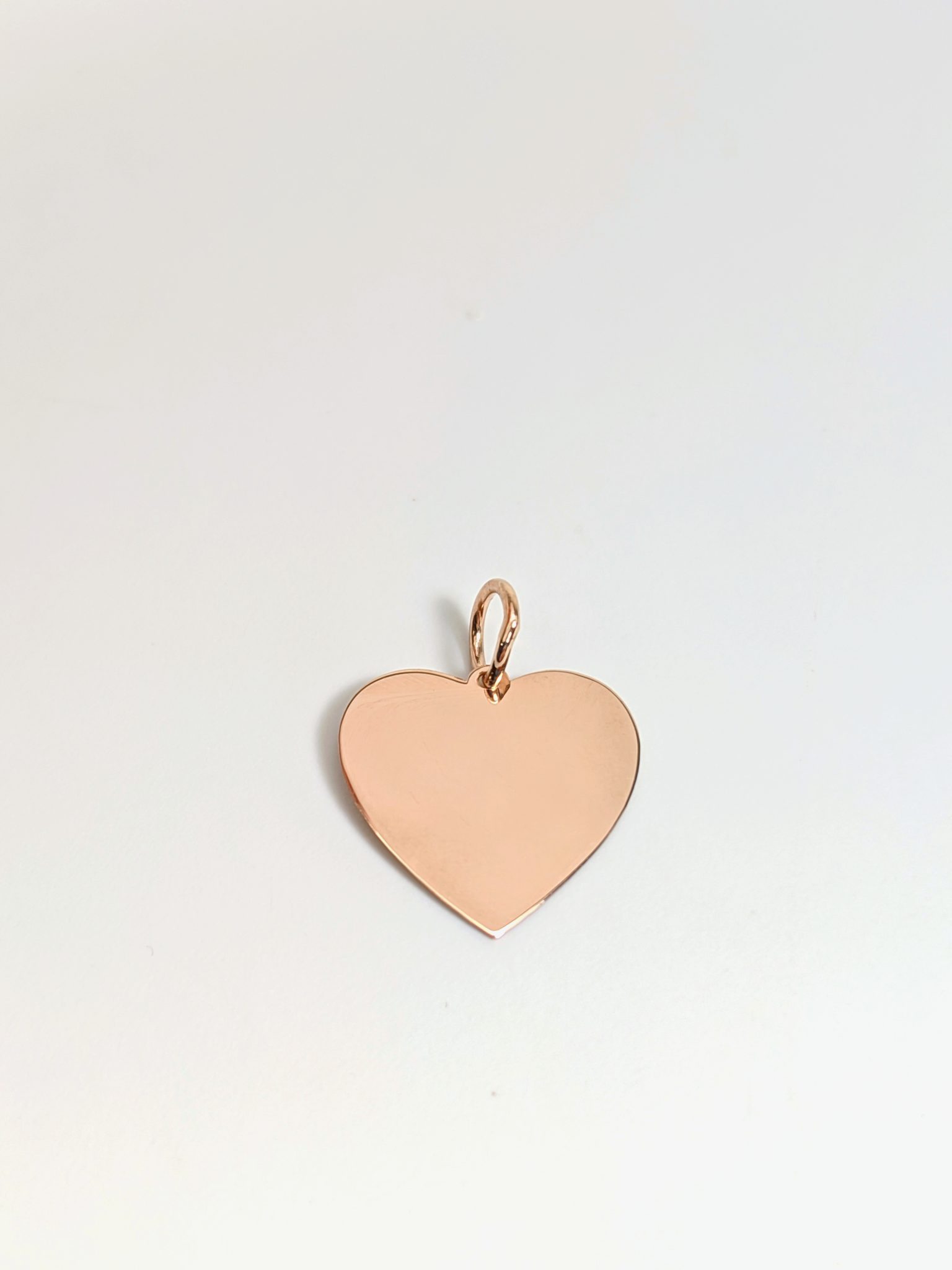 14K Tiffany Heart Rose Gold Disk Pendant Engrave Engravable Flat Heart Charm Finger Print Custom Customized Love Gifts For Her Front Side