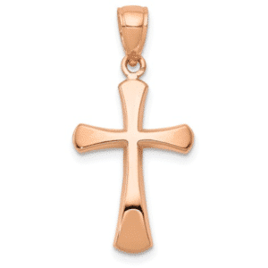 Plain High-Polish 14KT Rose Gold Cross Pendant