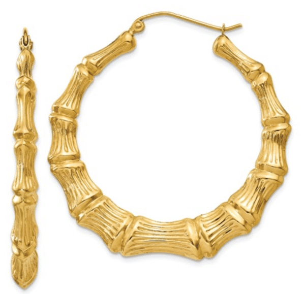 Mid-sized 14KT Yellow Gold Round Bamboo Earrings