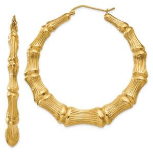 14KT Yellow Gold Round Bamboo Earrings
