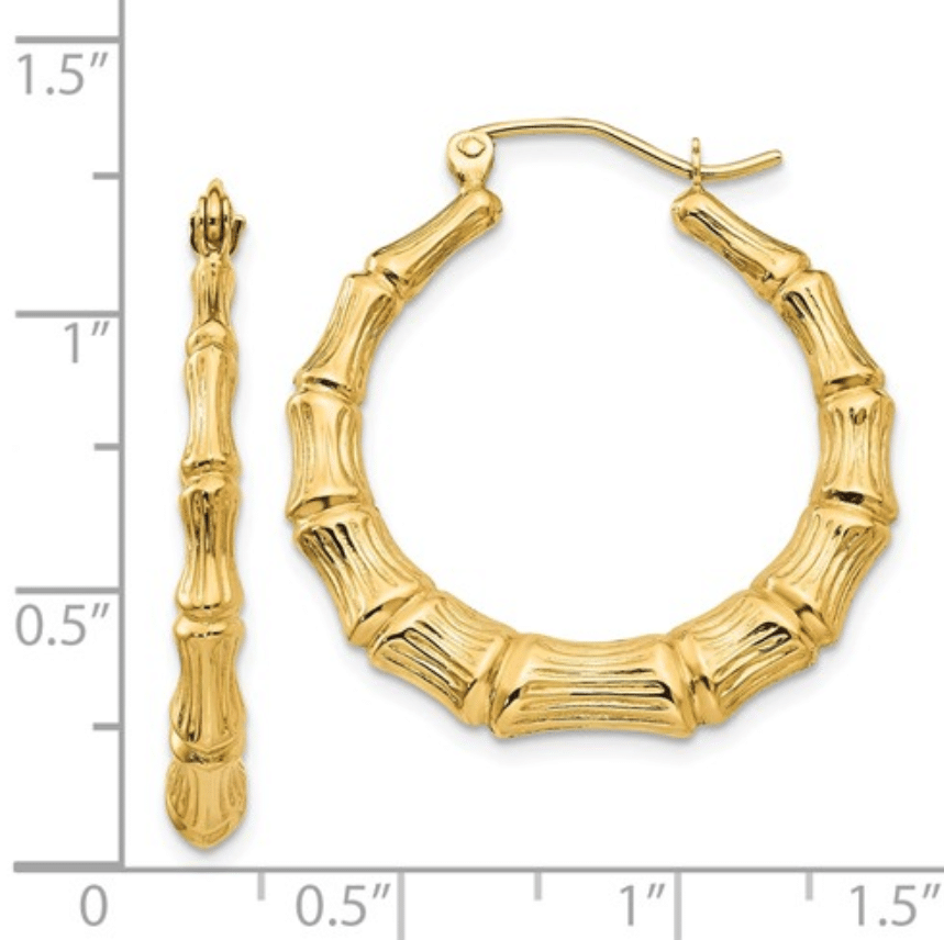 Custom Mini Bamboo Hoop Earrings Mini Hoops / 14kt Gold