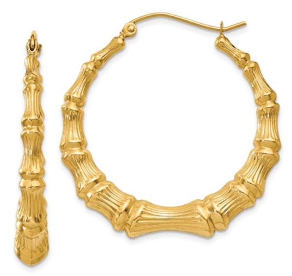 Medium 14KT Yellow Gold Round Bamboo Earrings