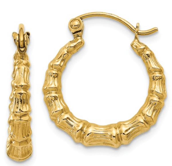 Extra Small 14KT Yellow Gold Round Bamboo Earrings