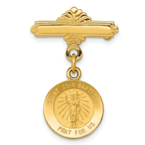 14KT Yellow Gold Saint John The Baptist Medal Pin/Brooch
