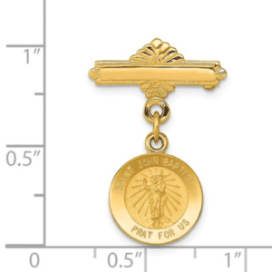 14KT Yellow Gold Saint John The Baptist Medal Pin/Brooch Scale