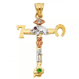 14KT Lucky Charm Religious Cross Pendant