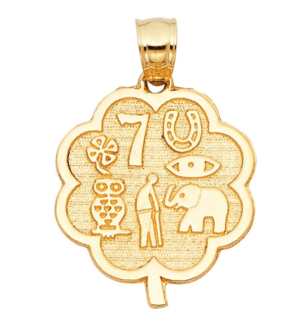 14KT 3C Lucky Shamrock Clover Pendant