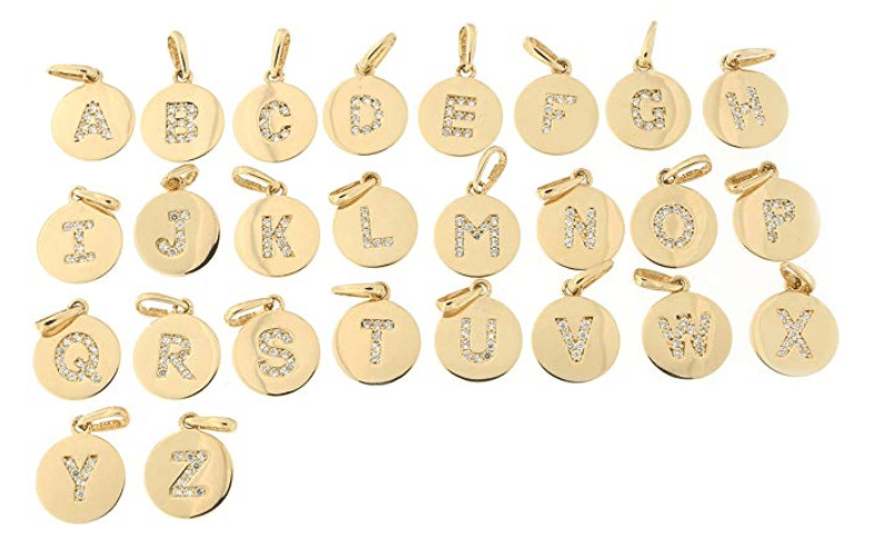 K&C 14k Yellow Gold Initial B Charm on a 14K Yellow Gold Carded Rope Chain Necklace 