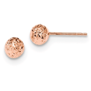 14K Rose Gold 6mm Diamond-Cut Ball Stud Earrings
