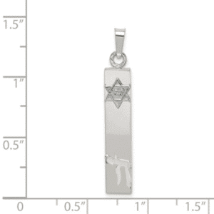 Sterling Silver 925 Mezuzah With Star of David And Chai Pendant Scale