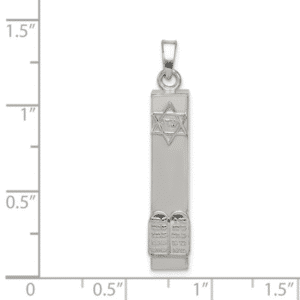 Sterling Silver 925 Mezuzah With Star of David And Ten Commandments Pendant Scale