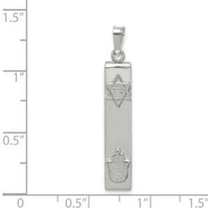 Sterling Silver 925 Mezuzah With Star of David And Hamsa, Hand of God Pendant Scale