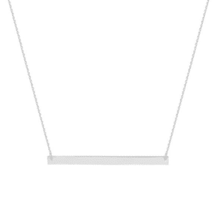 14K White Gold Thin Bar Plate Necklace