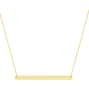14K Yellow Gold Thin Bar Plate Necklace