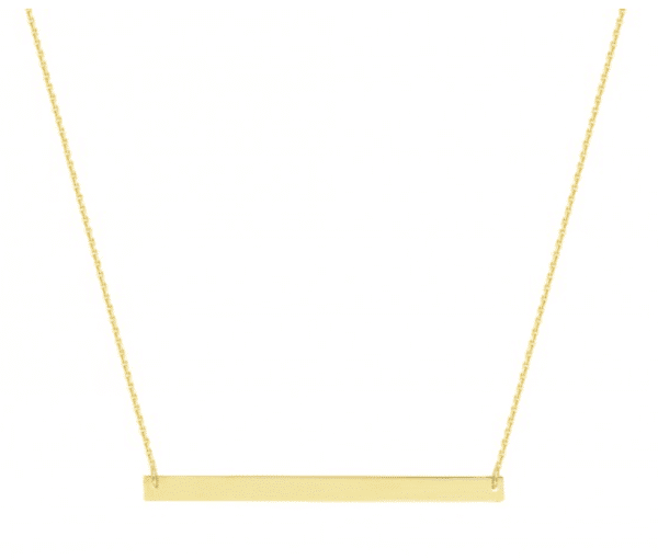 14K Yellow Gold Thin Bar Plate Necklace