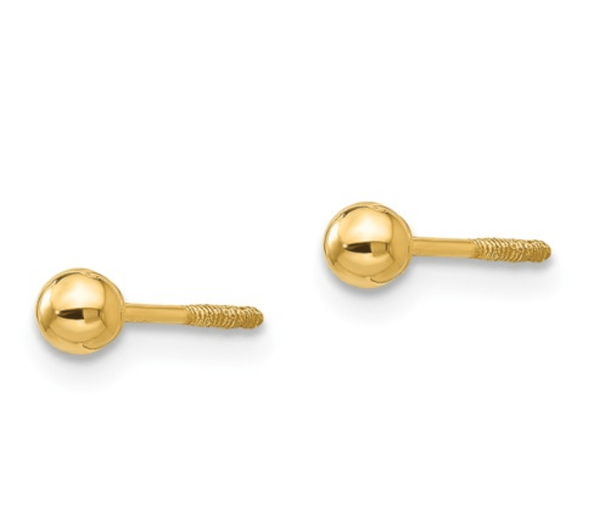 14K Yellow Gold 2mm Round Ball Stud Earrings | Dormilona Ball Earrings