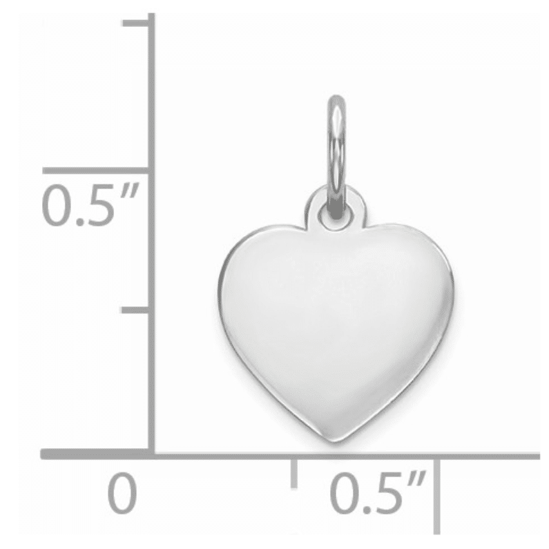 14K Tiffany Heart White Gold Disk Pendant Engrave Engravable Flat Heart Charm Finger Print Custom Customized Love Gifts For Her Scale Image