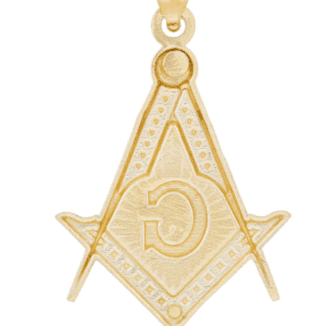 14K Yellow Gold Freemason Masonic Temple Templar Knight Pendant Rear View