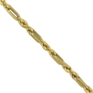 14K Yellow Gold Melano Rope Chain Necklace Bracelet Solid Figaro Rope