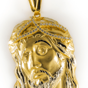 14K Yellow Gold Christ Head Pendant Medal Jesus Piece Hip Hop Jewelry Cuban Link
