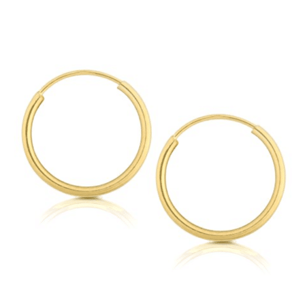 14K Yellow Gold Endless Hoop Earrings Small Petite